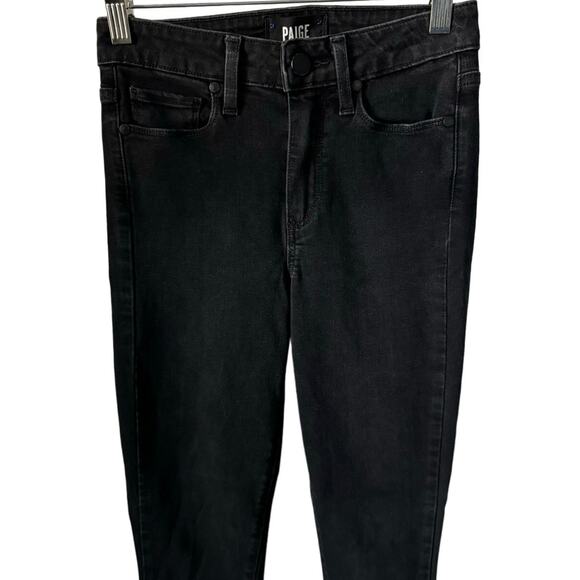 Paige Black Hoxton Ankle Peg Skinny Jeans Denim Mid Rise Frayed Hem Womens 24 - Picture 5 of 8